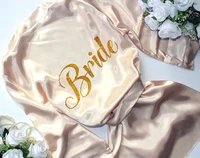 

2018 Classical women wedding solid bronzing word brides Kimono satin,bridesmaid dress