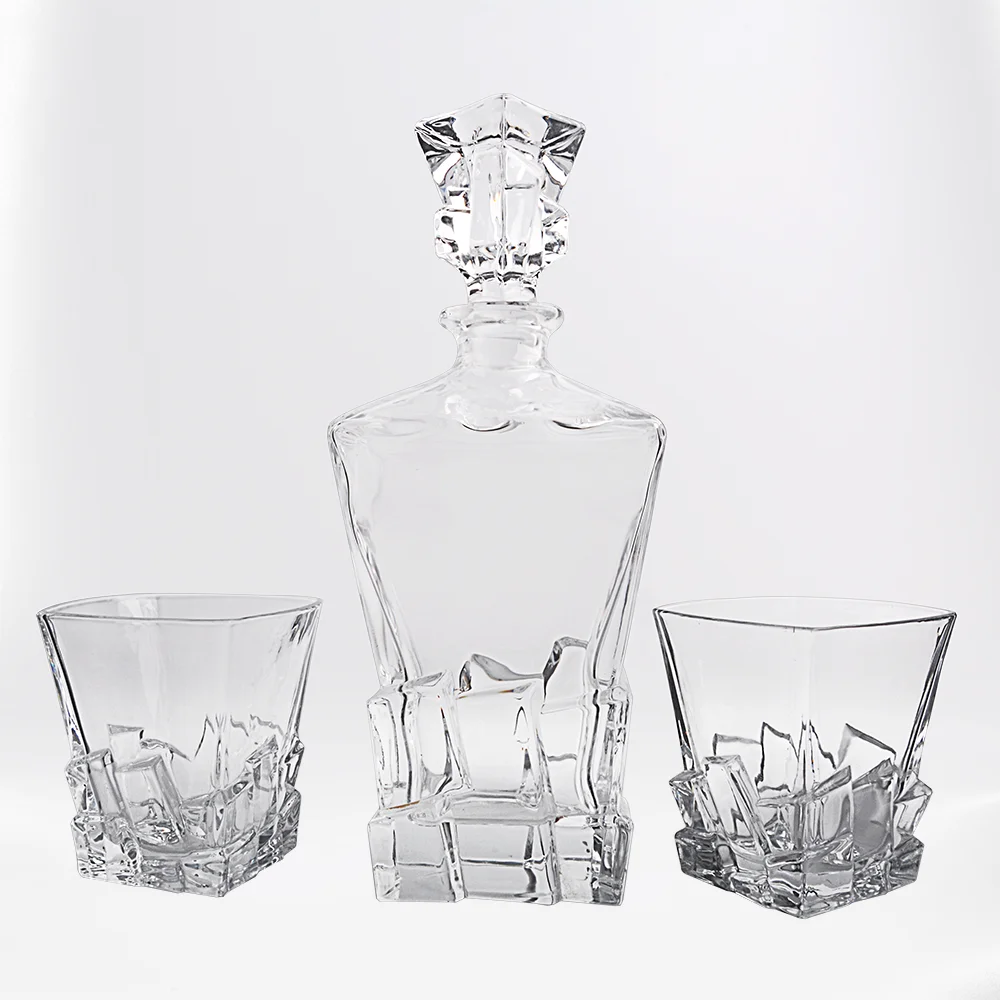 

European Style unique wine decanter set glassware lead-free twist whiskey glass for liquor, Transparent