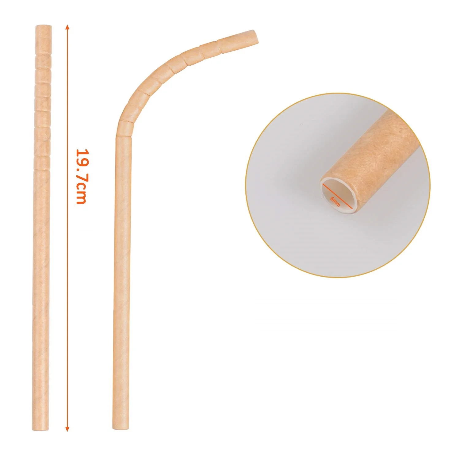 Free Samples Kraft Brown Flexible Bendable Paper Drinking Straws Food