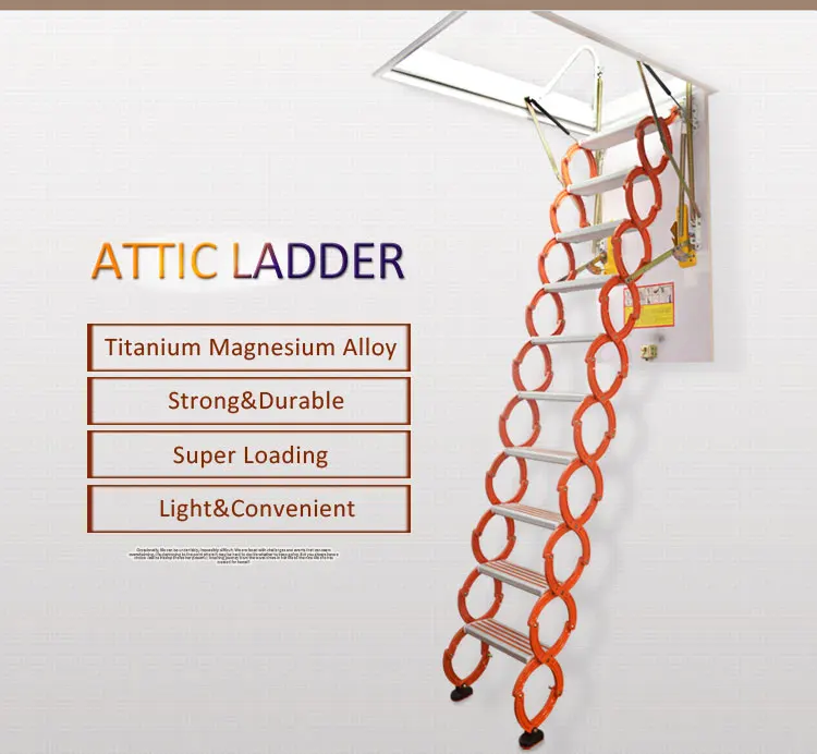 Titanium Magnesium Alloy Collapsible Attic Step Ladder With Super Load