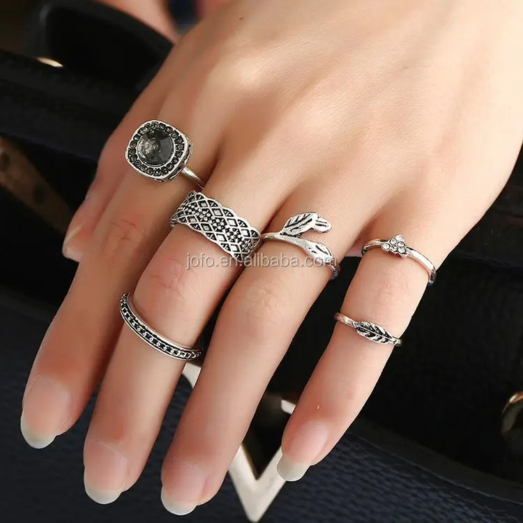 Vintage 5pcs/set Nature Stone Knuckle Midi Mid Finger Rings Women Buy