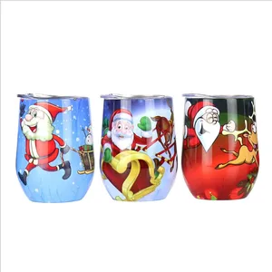 Image of 350ml/12oz Christmas present tumbler Stainless Steel 304 Wine Cup Lid Double wall Vacuum Beer tumbler