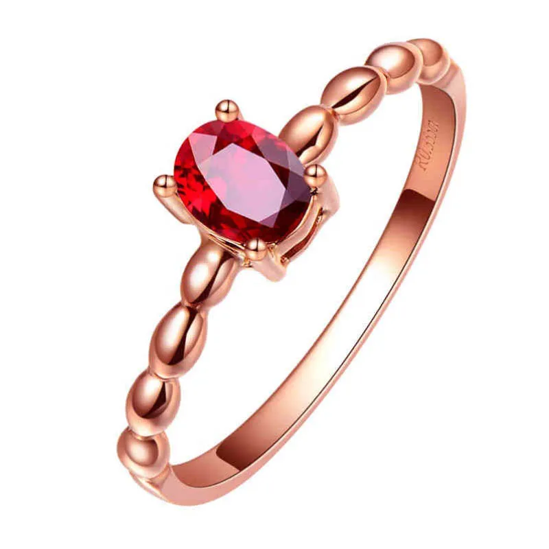 wedding engagement jewellery wholesale trendy 0.63ct natural red ruby gemstone ring 18k rose gold jewelry for women