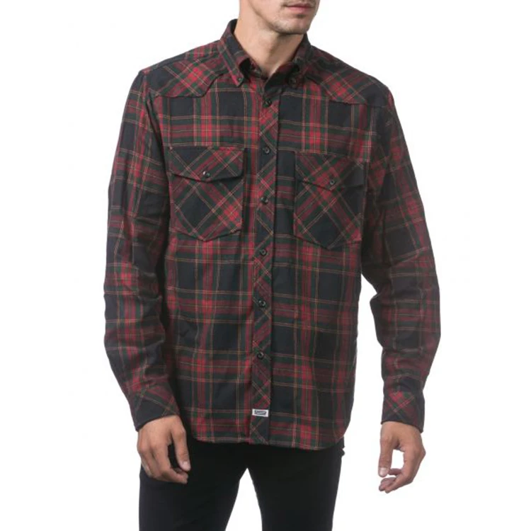 Custom Mens Red And Black Plaid Flannel Shirts - Buy Red And Black ...