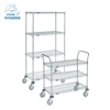 Chrome finish commercial metal wire basket carts with 4 wheels movable shelving