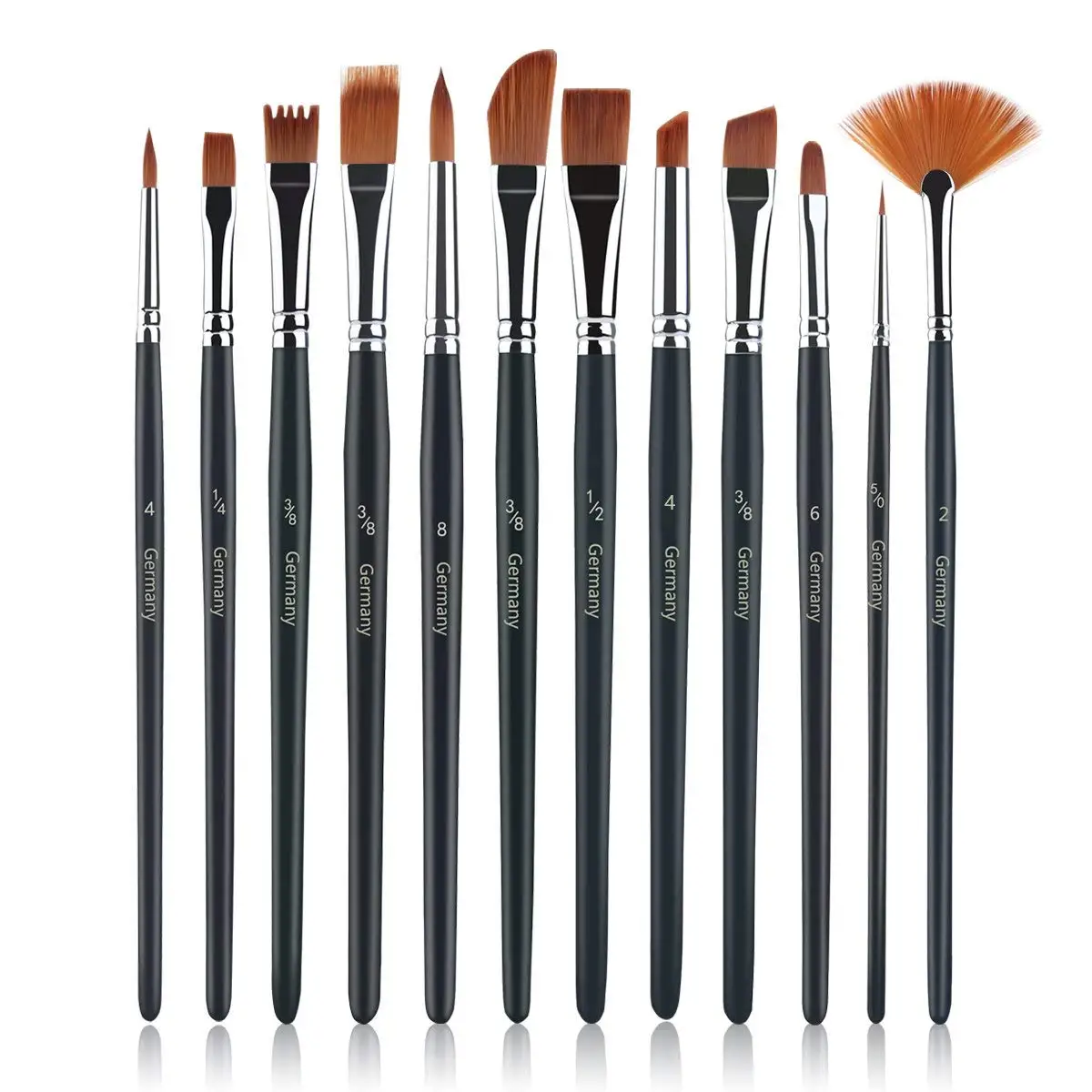 Geshiintel 10Pcs Same Nylon Hair Artist Paint Tool Watercolor Fine Head Point Tip Brushes Set