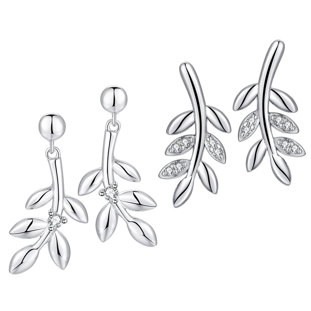 

Peace Symbol Olive Branch 925 Silver Stylish Leaf Stud Earrings Real Cheap 925 Silver Earrings Jewelry