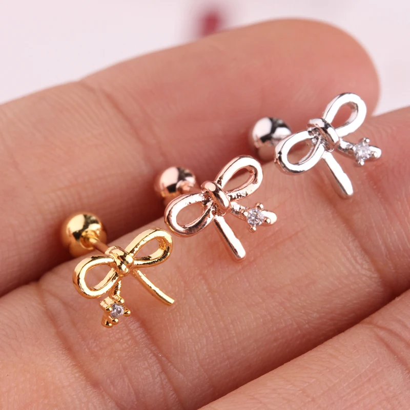 

Free Sample Stainless Steel Bow-Knot piercing Earring Trugus Cartilage Crusher