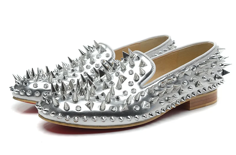 silver spike dress shoes