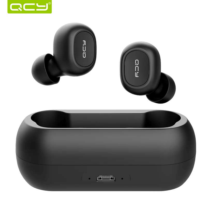 

QCY T1C/QS1 5.0 Mini Bluetooth Earphones with Mic Wireless Sports Headphones Noise Cancelling Headset and charging box, N/a