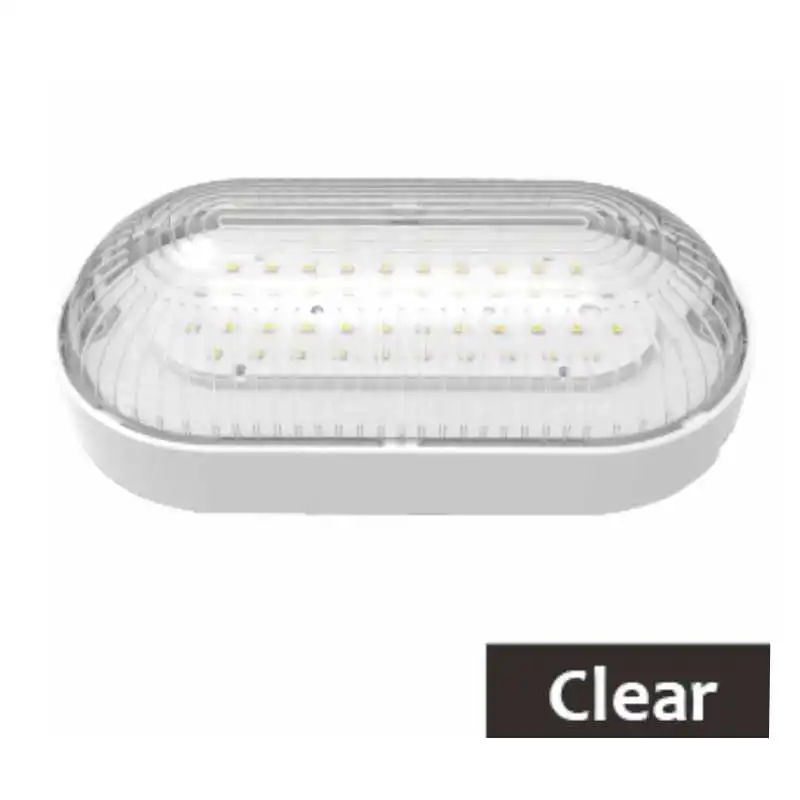 LED Oval Die Cast Bulkhead Black 8 Watt 6000K Wall Light IP44 Lighting Opal PC