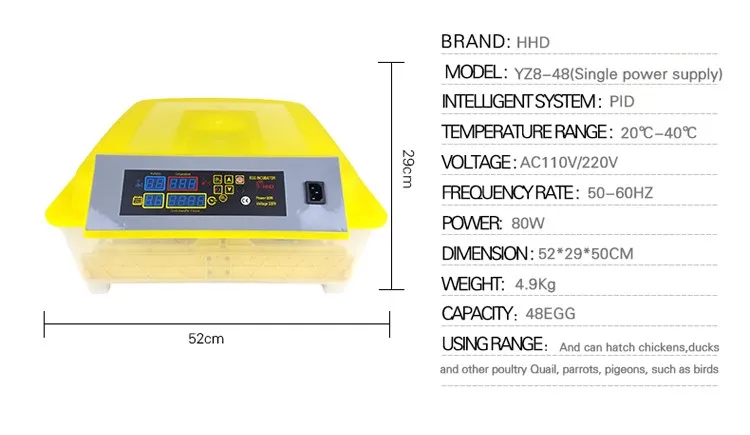 Newest Transparent Base Automatic Poultry Mini Chicken Egg Incubator egg hatching machine Wth CE approved YZ8-48