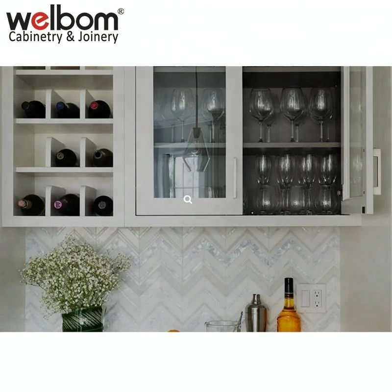 Blanco moderno estilo agitador gabinetes de cocina Modular-Cocinas