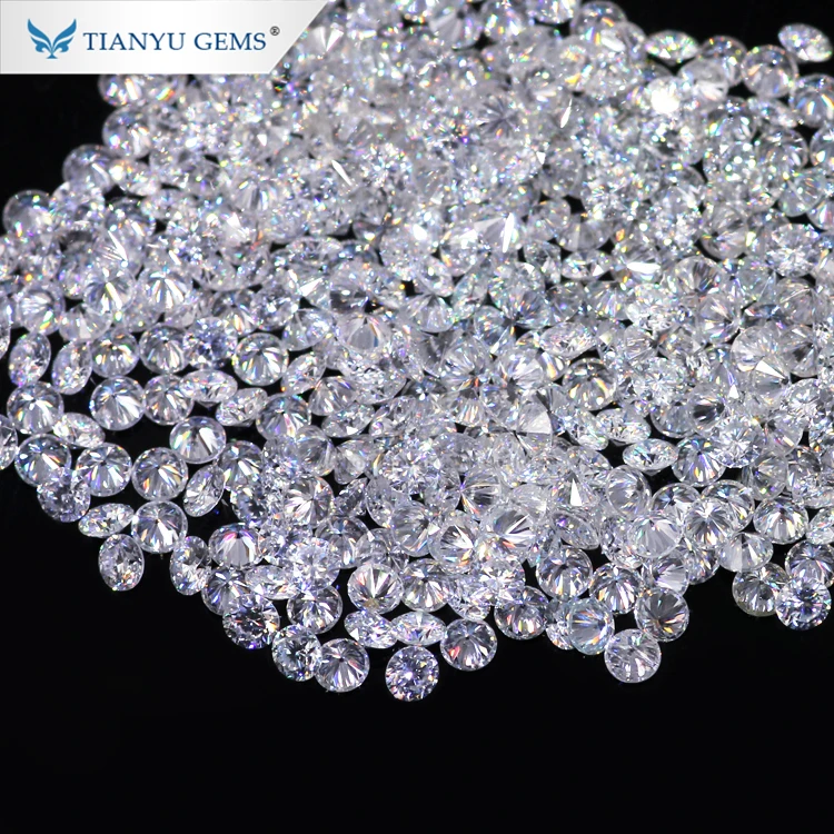 

Tianyu gems machine cut small melee size 1.0mm to 2.9mm round white DEF Color loose moissanite wholesale