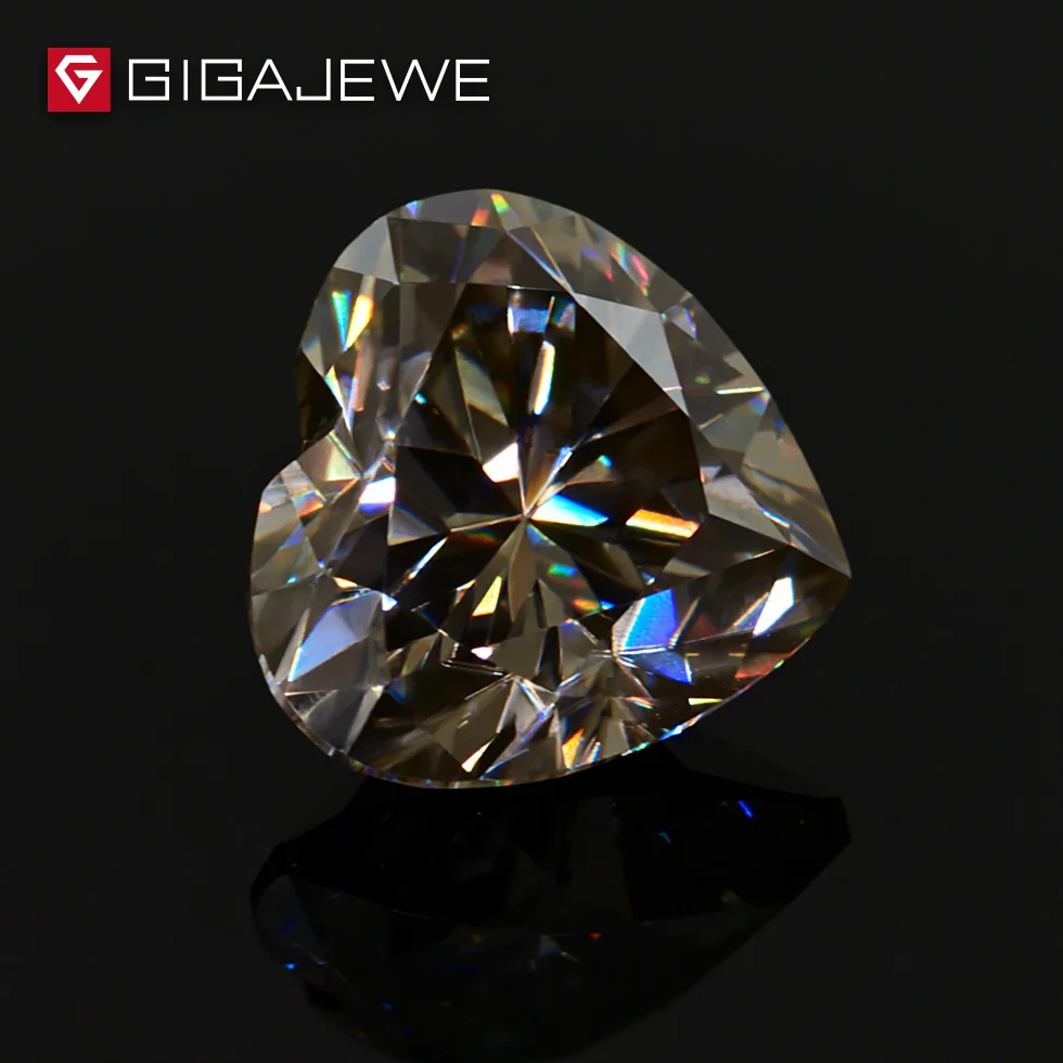 

GIGAJEWE Heart Cut Color Stone 3.5ct 10mm Gemstone Making Fashion Jewelry Customize Yellowish Moissanite