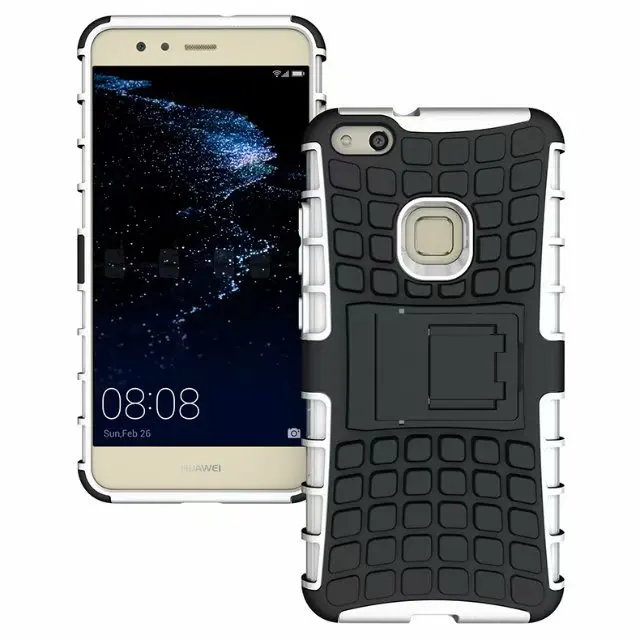 shockproof TPU+PC 2in1 tire pattern bracket cover phone case For Huawei P10 Lite