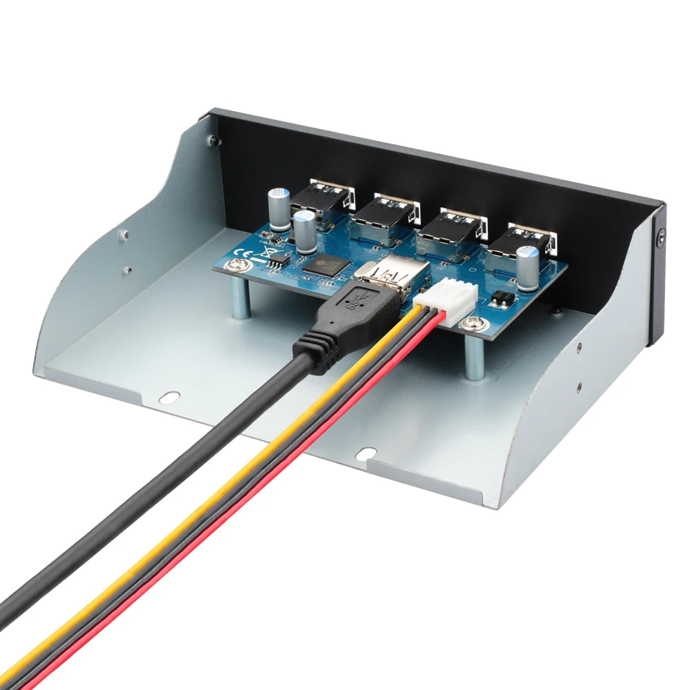 Usb 3.0 4ports 5.25 Inch Metal Front Panel Usb Hub With 15 Pin Sata