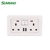 2 Gang Switches 3 Pins 13A Power Electric Outlet Wall Socket Double UK Socket With 2 USB Ports