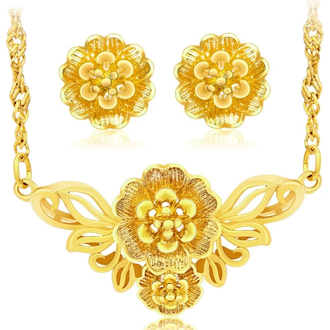 

AS8051701 xuping cheap bridal flower wholesale indian jewelry, schmuck 24k african gold plating jewelry set, indian jewelry set
