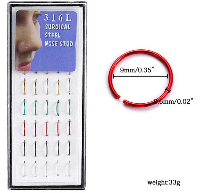 

Non Septum Surgical Steel Body Piercing Jewelry 40pcs/set Nose Rings
