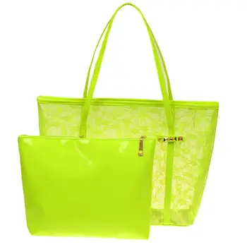 Neon Green Clear Pvc Women&#39;s Bag Handbag Transparent Clear Bag Tote - Buy Handbag Transparent ...