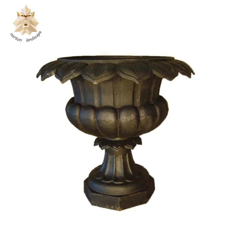 
Modern garden home decoration metal bronze flowerpot sculpture large lion head antique brass flower vase NTBF-FL037 
