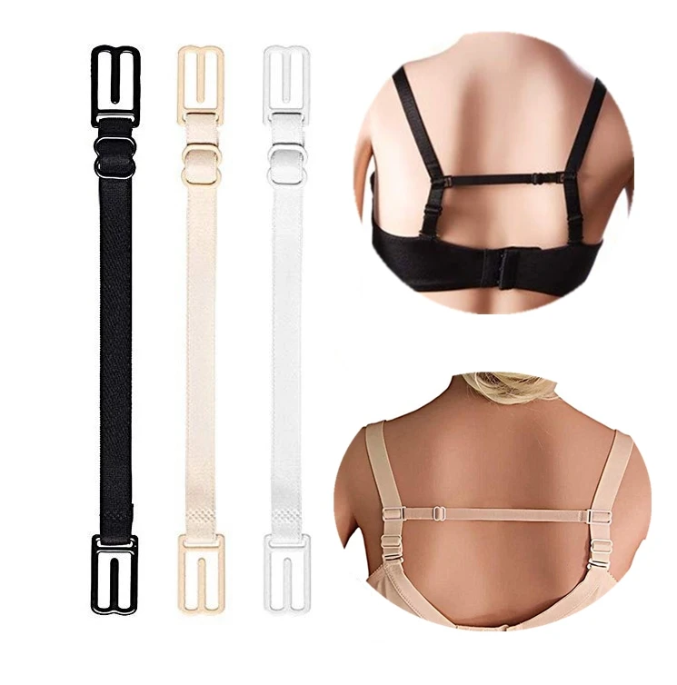 

Anti-Slip Buckles Conceal Bra Strap Clip Adjustable Racerback Elastic Non-slip Strap Holder, Nude, black, white, clear
