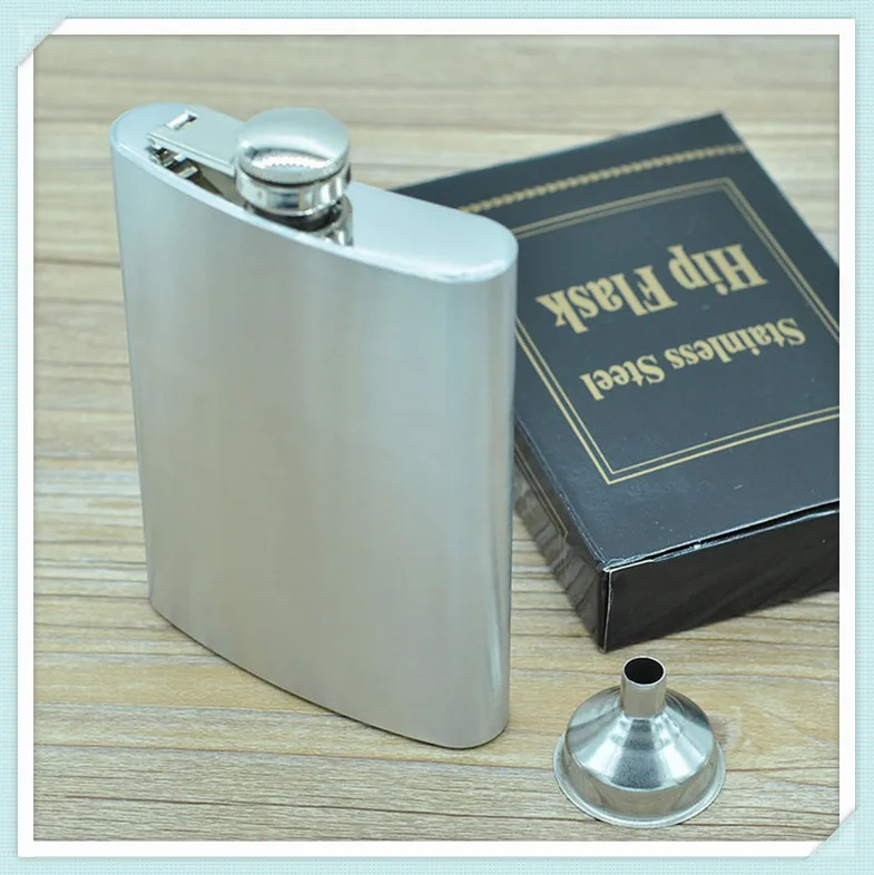 

Men Gift Portable Stainless Steel Plastic Liquor Hip Flask 8oz With Funnel Silver Tone DHL Free Shipping, N/a