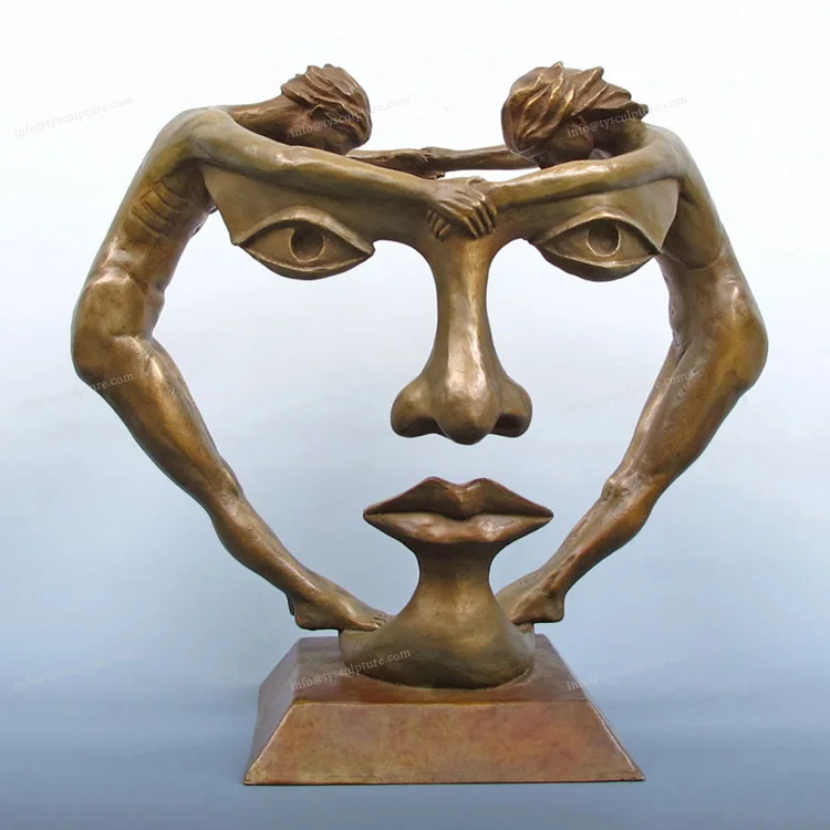 Abstrakte metall gesicht kunst skulptur bronze fragezeichen für kunst