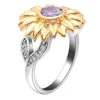 AAA CZ stone ring jewelry Femme silver color cute sunflower gold crystal wedding rings for women gift dropshipping