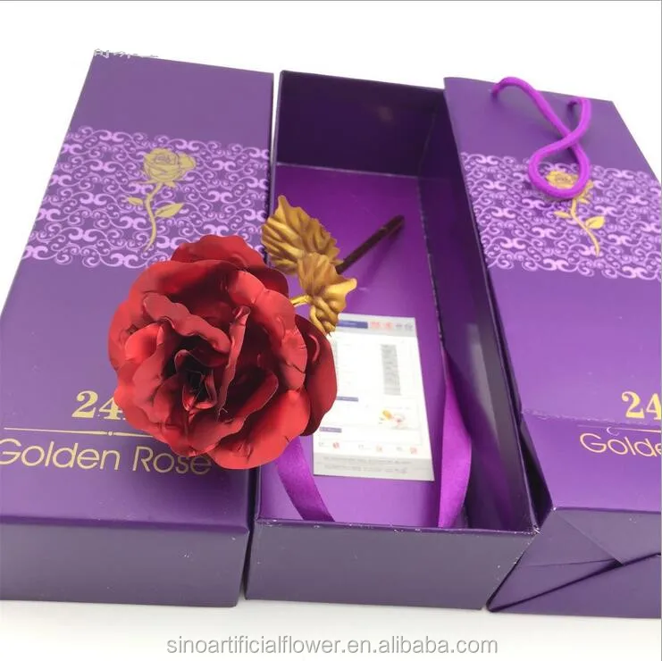 Wholesale 24K Golden Carnation Gift Box Packing Valentines Day Golden Rose Gift 