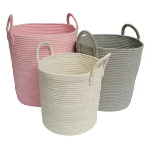 Image of Soft and beautiful storage basket cotton rope basket for home and laundry