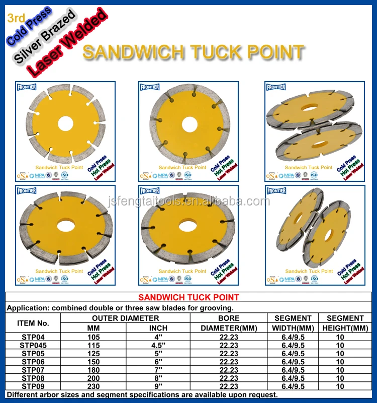 New style Cold press 4.5inch 115x9.5x10x22.23 with slot wide 9.5mm diamond saw blade for cutting wall
