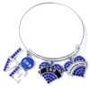 Sorority Gift Expandable Bangles With Blue Crystal Scholarship 1920 Love Zeta Phi Beta Pendants Souvenirs Bracelets Jewelry