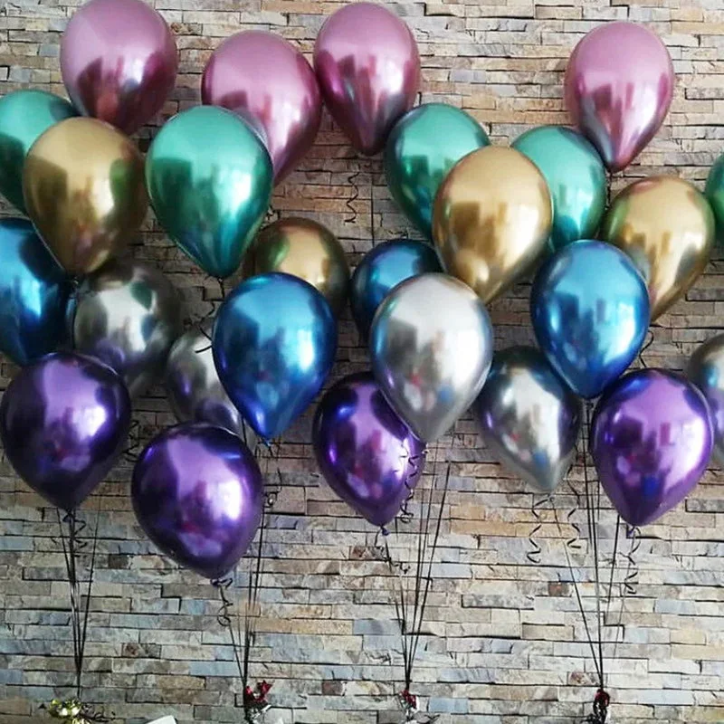 
10/12inch customize OEM Glossy Metal Pearl Latex Balloons Thick Chrome Metallic Colors Inflatable Balls Birthday Party Decor 