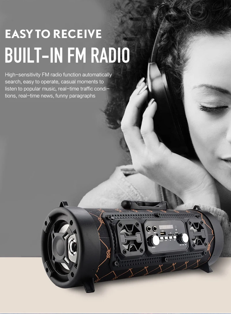 Hifi Portable wireless Speaker FM Radio Move KTV 3D Sound system Sound bar sub woofer portable column FM radio speaker - ANKUX.COM