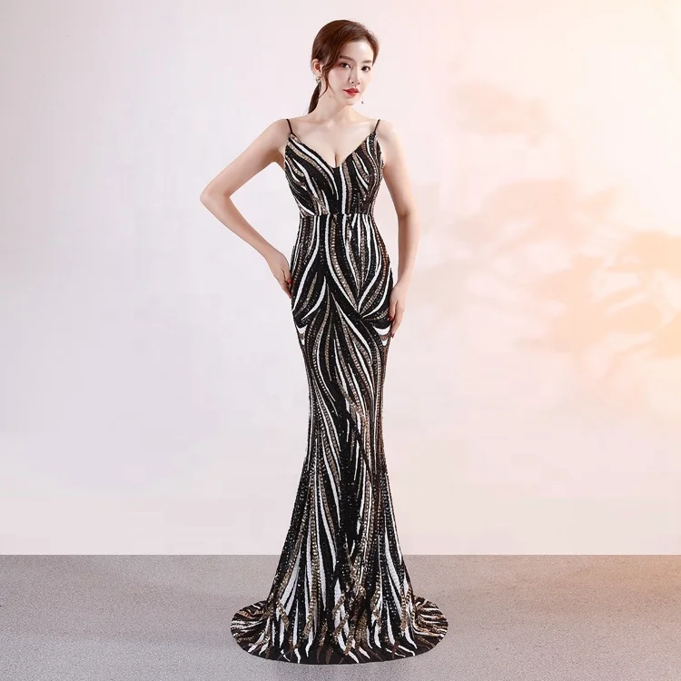 

High-end Factory Outlet 2019 New Arrivals Party Sexy Bodycon Sequined Maxi Prom Long Women Evening Dress