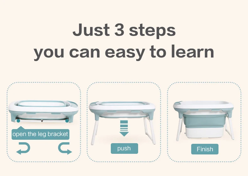 Amazon Hot Selling Infant Folding Collapsible Shower Basin With Non Slip Mat Easy For Travelling