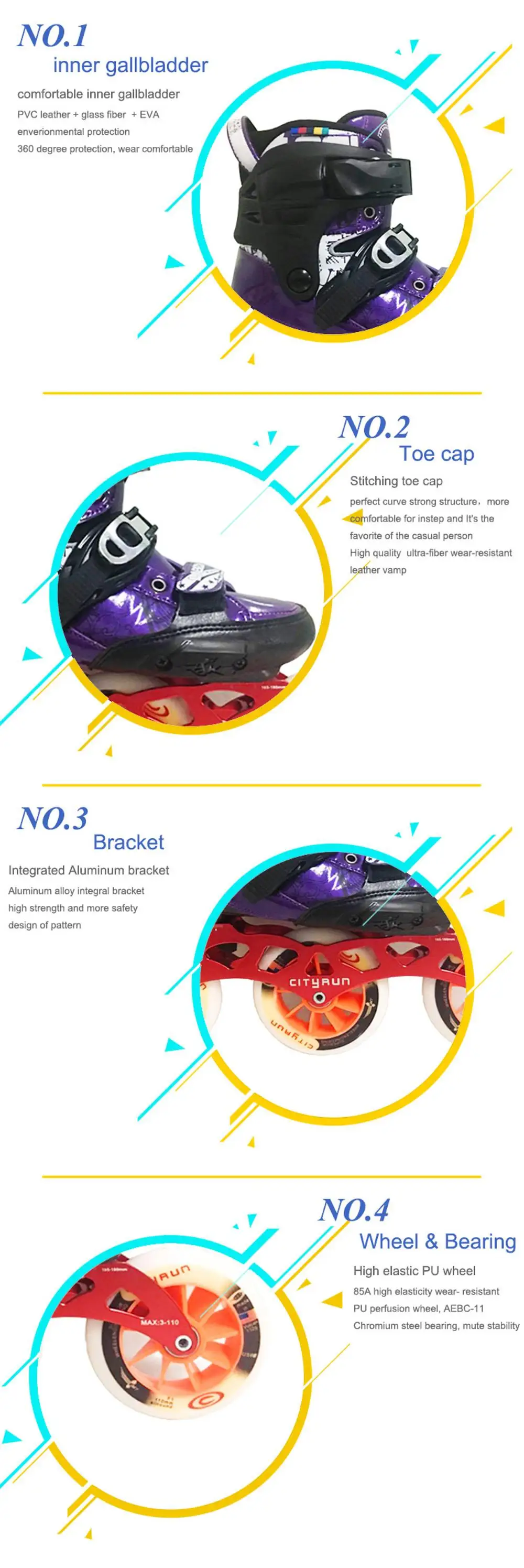 3 Wheel Inline Carbon Fiber Inline Speed Skates Wheels Inline Finger