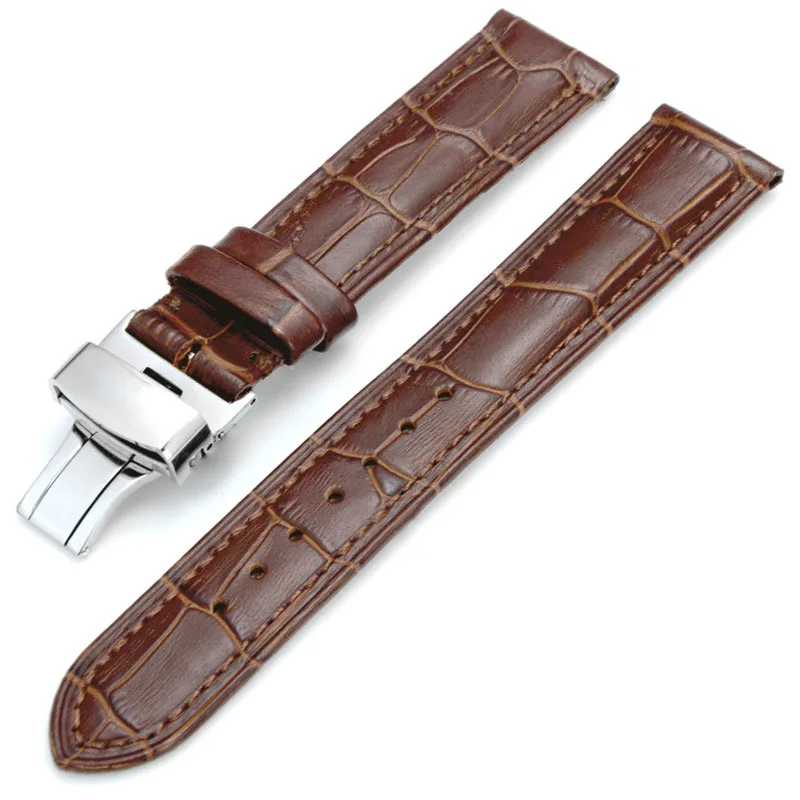 

hot sale bamboo grain butterfly clasp watch bands manufacturer wholesale leather watch strap