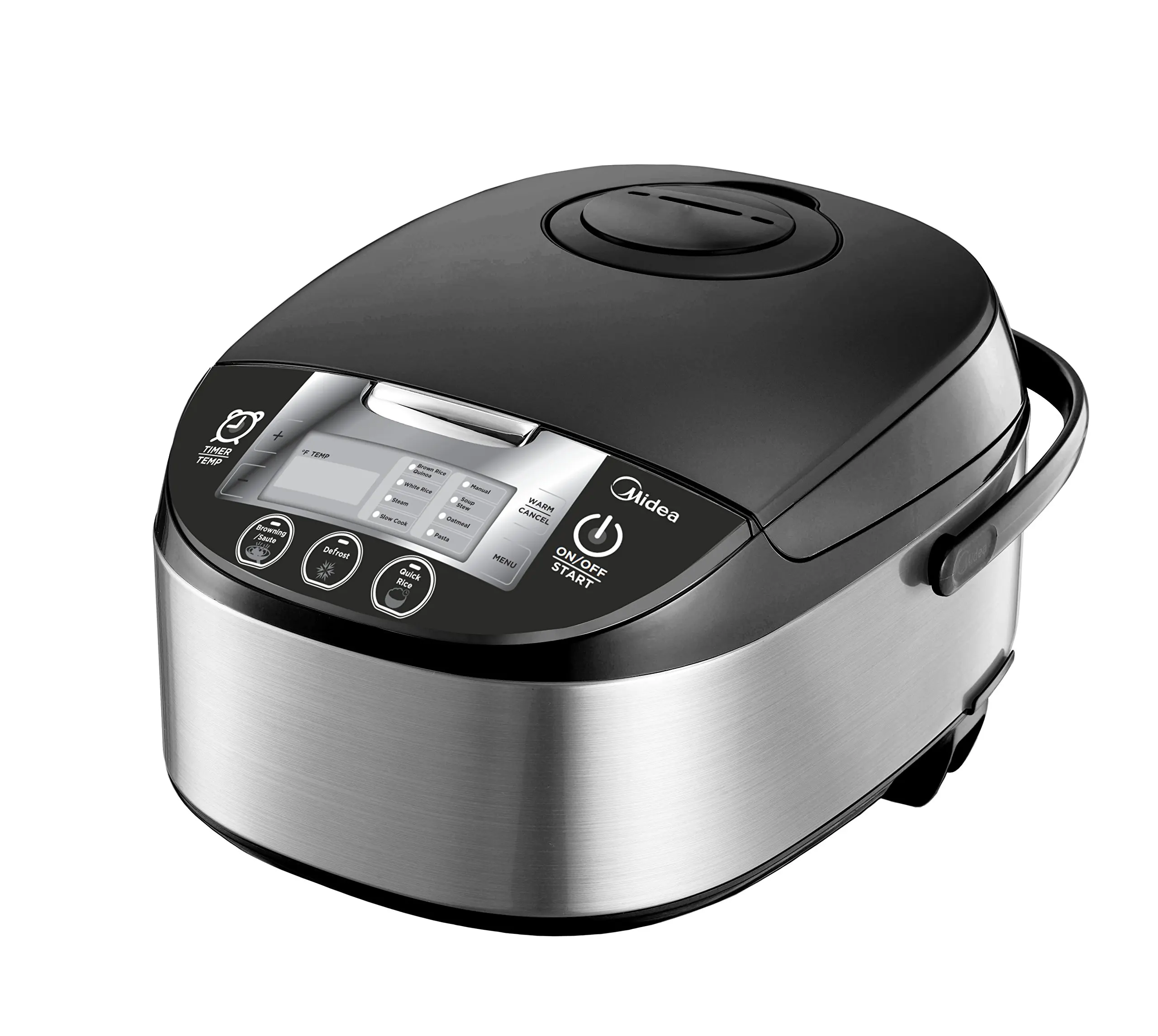 Midea 5 Quart 8-in-1 TasteMaker Rice Cooker/Multi-Functional Cooker (MMC1710-B), Stainless Steel with Black Lid