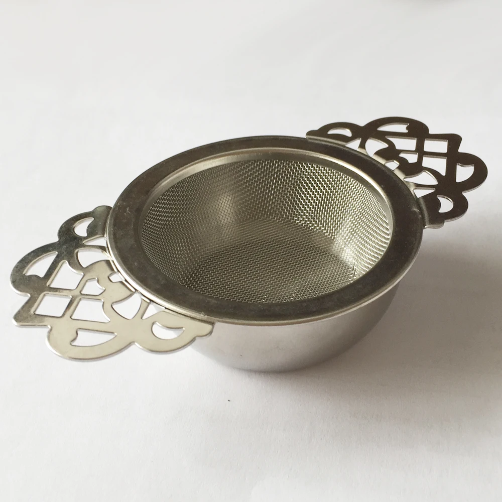 

SS304 silver mesh lace tea strainer with saucer