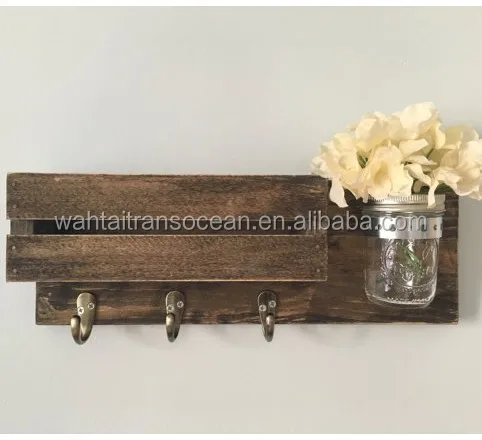 Rustic Wood Mail And Key Holder Mason Jar Factory Wholesale Wooden