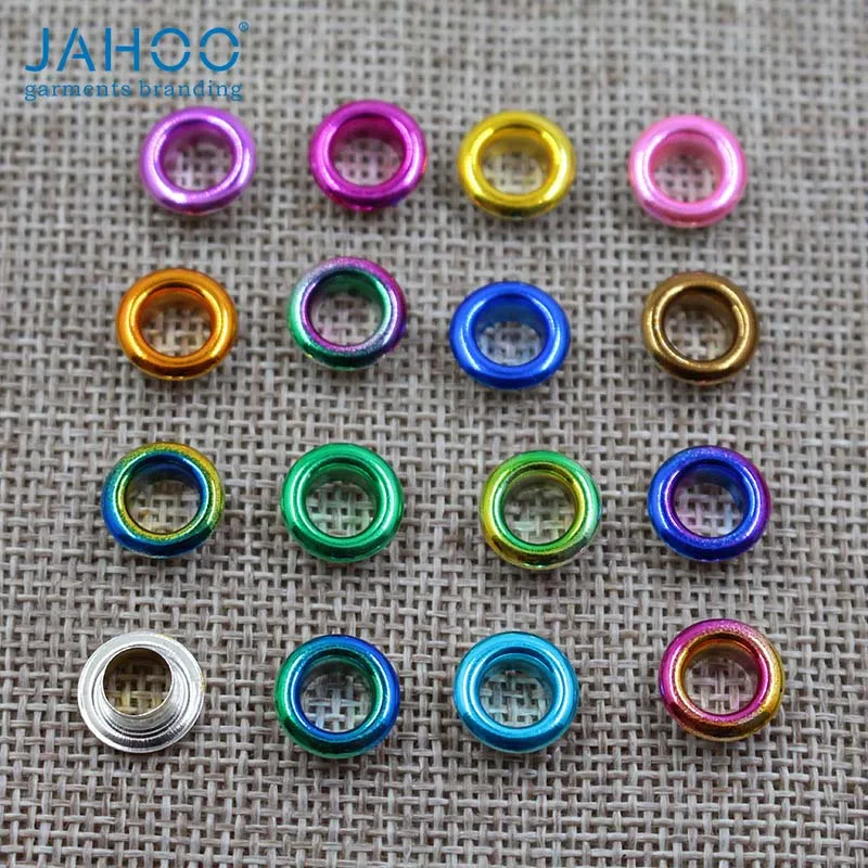 

Stock Sale Small Size 6MM Fluorescent Neon Colorful Painted Metal Grommets Eyelets For Clothes, Purple,deep purple,yellow,pink,gold yellow,neon purple,bright blue,