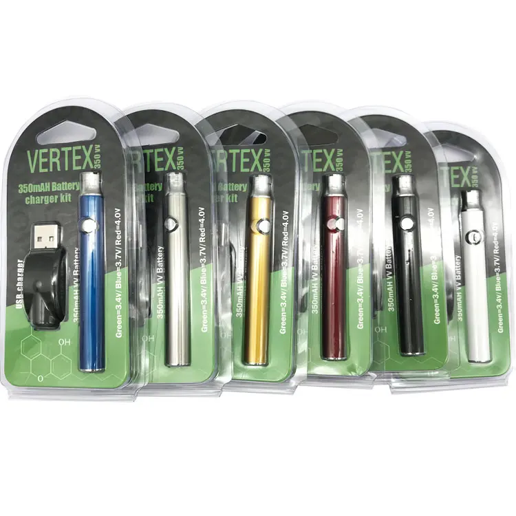 

vertex 510 thread battery vape pen with blister packaging for cigarettes, Black/white/blue/red/green/silver