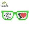 2015 Pixelated 8-Bit Clear Lens Computer Nerd Geek Gamer Pinhole CE Sunglasses with customized logo sticker