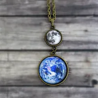 

Earth and Moon Necklace Solar System Necklace Galaxy Space Planets jewelry