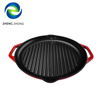 Round Enamel Cast Iron Grill Pan Griddle Plate Enamel Cooking