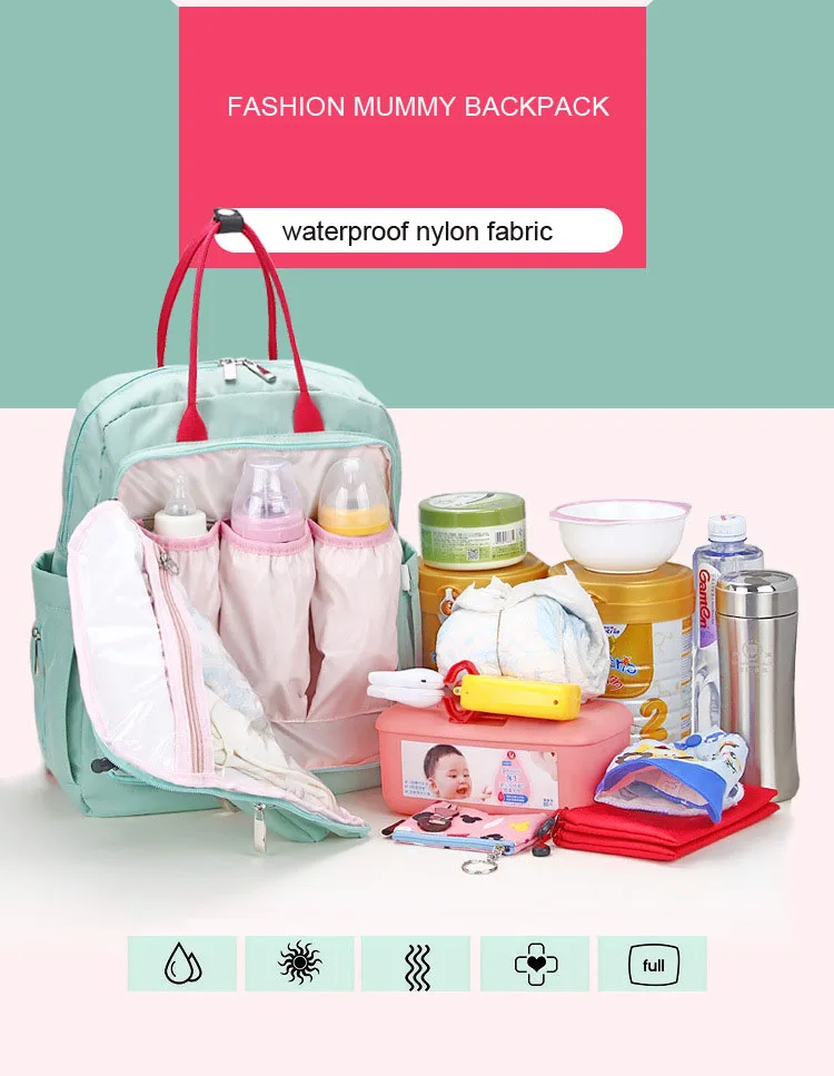 Hot Sale Fashion High Quality Multifunction Travel Waterproof Backpack Mummy Baby Diaper Bag
