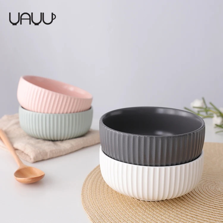 

Factory direct sales round striped matte bulk cereal bowls / colourful ceramic soup bowl, Optional